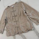 Christopher & Banks  Khaki OpenFront Jacket Womens Small Buckle Detail Front/Cuff Photo 1