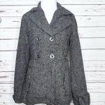Billabong Gray & Black Wool Blend Tweed Winter Pea Coat Size Medium Photo 1
