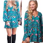 Show Me Your Mumu Teal Floral "Baby Buds" Donna Michelle Tunic Dress/Top Photo 1