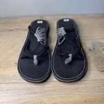 Plaka Braided‎ Rope Sandals Black White Flat Gladiator Shoes Size 8 Beach Summer Photo 2