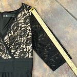Leslie Fay Black Lace Ruched Waistline Elbow Sleeve Dress 12 Photo 3