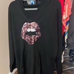 Torrid Black Sweater with Sequin Lips Design Photo 0