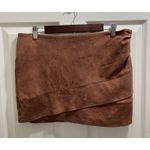 Free People  Summer Love Vegan Suede Mini Skirt Size 12 Brown Modern Cowgirl Photo 2