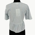 Sézane NWT  Ileana Striped Tie-Front Crop Blouse | Sz EU 36 (US 4) | Ecru/Blue Photo 10