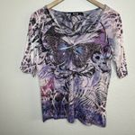 Apt. 9  y2k Butterfly Rhinestone Graphic Short Sleeve Fairycore Top L Photo 1