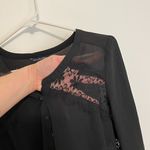 American Eagle Black Floral Lace Inset Semi Sheer 3/4 Sleeve Boho Peasant Blouse Photo 6