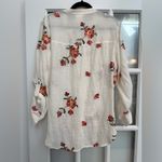 Fig and Flower Button Up Shirt Size Medium M Embroidered Floral Semi Sheer NWT White Photo 3