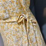 Trixxi Yellow white cottagecore puff-sleeve wrap-dress mini, ruffle feminine cruise, XL Photo 3