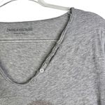 Zadig & Voltaire NWT  Long Sleeve Bedazzled skull top grey Gray size Small Photo 3