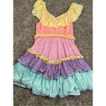 Pitusa Rainbow Ruffle Mini Dress S Petite Tiered Flowy Colorful Flutter Sleeves Pink Size undefined Photo 8