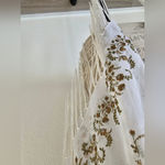 Jones New York White Sheer Painted Flowers Long Tassels Wrap Scarf New With Tags Photo 4