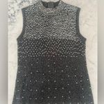 Investments Vintage Black Silver Sequins Sleeveless Sweater Top Small Photo 4