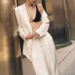 ZARA NWT  The Masculine Low Rise Satin Effect Pants Sz XL Ivory Wide Leg Photo 1