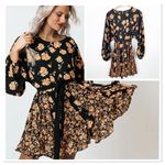 Mittoshop  Black Orange Floral Dress Photo 1