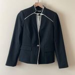 White House | Black Market WHBM Piped Contrast Blazer Black White Trim Size 2 NWT Photo 3