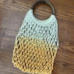 Macramé Handbag Wooden Handle Ombre Beach Bag Boho Chic Retro White Photo 9