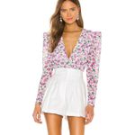 IORANE NWOT Revolve Mini Pink Floral Tulle Puff Shoulder Sheer Mesh Bodysuit XS Photo 8