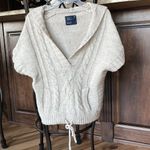 American Eagle  Sweater Natural Oatmeal Oversized Cable knit Hoodie Womens XS S Photo 1