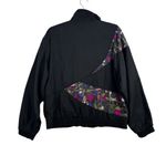 Reebok Vintage Windbreaker Jacket Black & Purple Abstract Size S 80s 90s Retro Photo 1