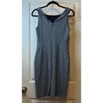 Land's End Chic Blue Geometric Pattern Sleeveless Sheath Dress Business Casual # Size 6 Photo 2