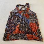 American Rag Cie Boho Beaded Halter Top Multicolor Patchwork Print Photo 1