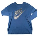 Nike  Womens L‎ Blue Rally Metallic Crewneck Tunic Sweater Sweatshirt Long Sleeve Photo 0