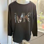 Michael Kors Black Long Sleeve Sweatshirt With Sequin MK Logo Size Medium Photo 0