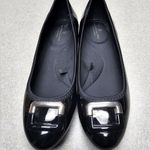 Bandolino Women's Tad Wedge Pump Faux Buckle Dress Shoes Shiny Black Size 9.5 Photo 0