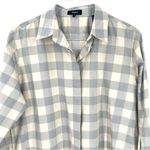 Theory Women's Classic Menswear Cotton Silk Shirt Blue Stream Button Down Top Photo 5