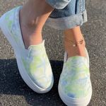 Soda Shoes Lime Tye Dye Slip On Sneakers Photo 0