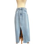 Altar'd State Altar’d State Light Wash Denim Midi Skirt Front Slit Size Medium NWT Boho Denim Photo 6
