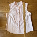 L.L.Bean  Wrinkle Resistant Button Up Sleeveless SZ MP Pintuck Pink Collarless Photo 6