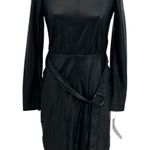 Patrizia Pepe Faux Leather Dress Mini Long Sleeve Belted Black‎ Size 38 US 2 Black Photo 0