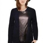 Madewell  Dark Navy Ribbed Merino Wool Motorcycle Sweater Leather Trim Size XS Photo 0