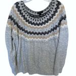 Tribal Fair Isle Gray Nordic Icelandic Raglan Pullover Sweater Size 3X Photo 1