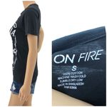 On Fire  SMALL Black Lace Up Malibu California Luna Beach Short Sleeve Tee Photo 4
