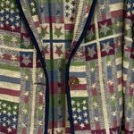 Vintage New Identity Patriotic Flag & Stars Tapestry Cropped Cotton Jacket Large Green Photo 6