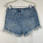 New Celebrity Pink Festival Denim Shorts Fringed Hem Distressed 9/29 High Rise Blue Photo 5