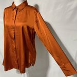 Abercrombie & Fitch Satin Long Sleeve Button Down Shirt Burnt Orange Size Medium Photo 4
