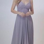 Mori Lee NWT  Bridesmaids 21734 Chiffon V-neck Straps Sleeve Dress Dusk Size 8 Photo 11