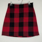 J.Crew Red & Black Buffalo Plaid Wool Mini Skirt Women’s 00 Pockets Academia Photo 0