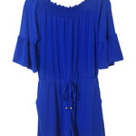 cupio  Cobalt Blue Off-the-Shoulder Romper Size Small Photo 0