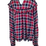 Free People  Charlie Ruffle Plaid Top Photo 4