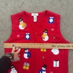 Vintage 90s Bechamel Ugly Christmas Sweater Vest Snowmen Presents Zip Up LARGE Red Photo 5