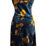 Azazie Women’s  Small Navy Blue Sleeveless Maxi Dress with Orange Florals & a Sid Photo 0