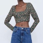 ZARA  floral detail long sleeve corset crop top size Small Photo 1