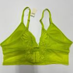 Aerie Bralette Top Womens Large Neon Green Lace Bra V Neck Photo 1