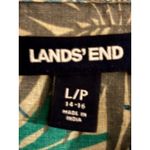 Lands' End  Womens Tropical Leaf Print Linen Long Sleeve Button Up Shirt Top L Photo 2