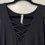 Super Cute Flowy Black Sleeveless Tank Top with Crisscross Detail Photo 6