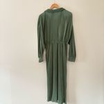 ASOS  Women's Plisse Wrap Midi Dress Collared with Blouson sleeves Green Size 10 Photo 4